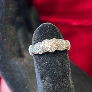 Judith Ripka Sterling, silver, subtle pink CZ small heart ring